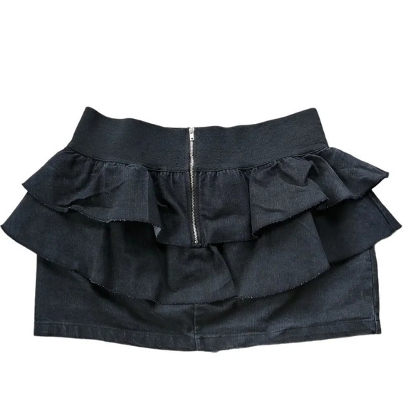TRF Collection Layered Black Mini  Jean Skirt, 10 - Picture 4 of 7